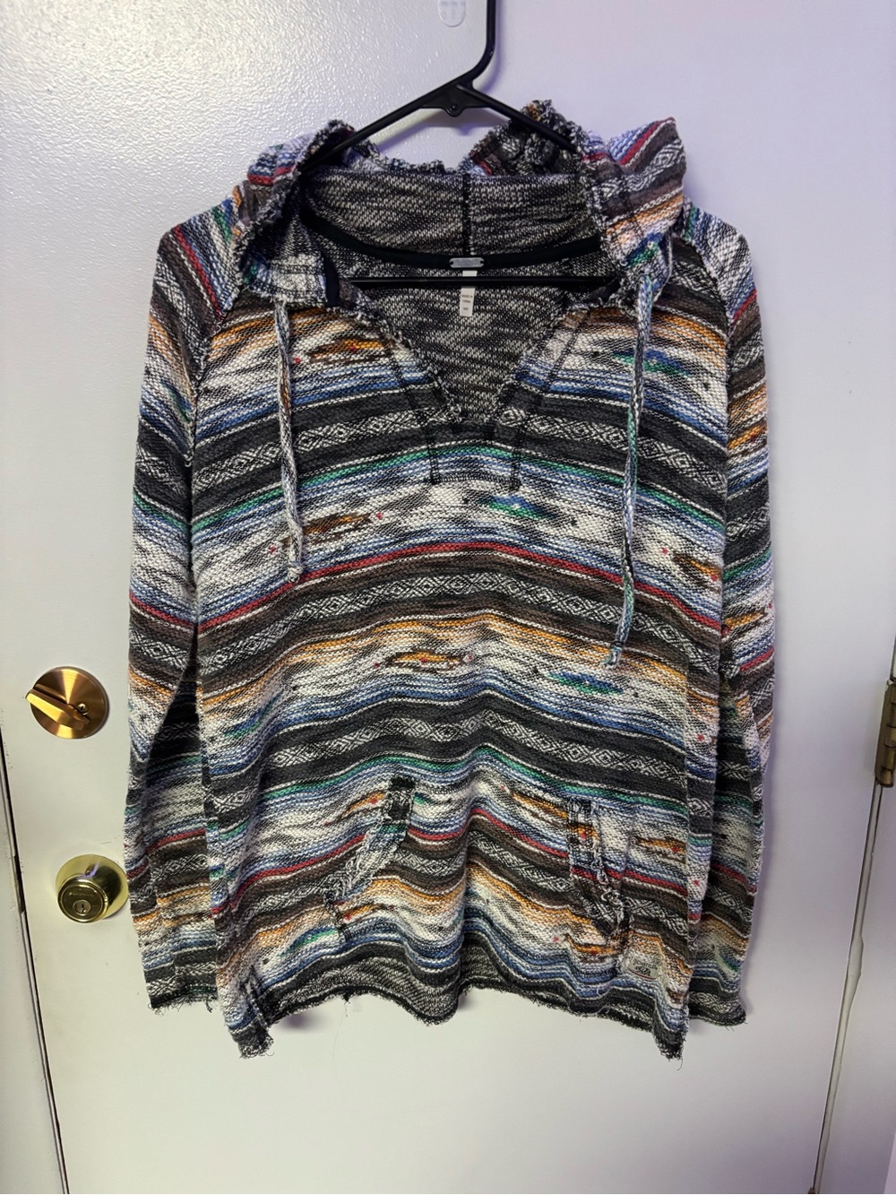 Techstyles Multicolor Horizontal-striped Baja Hoodie